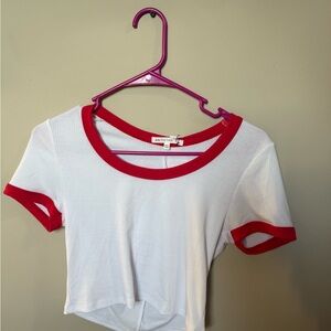Women's Red Trim White Tee